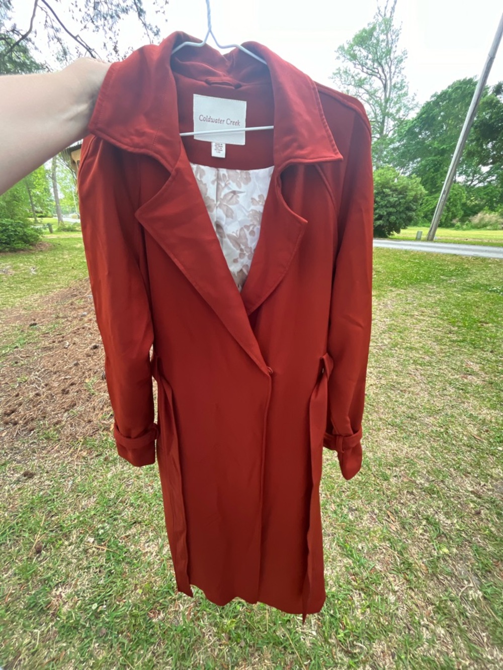 Coldwater Creek Women's Long Trench Coat - Burnt Orange